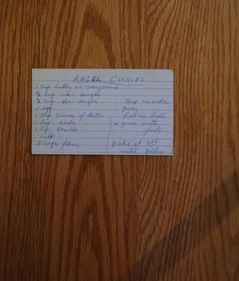 Recipe card for Angel Cookies