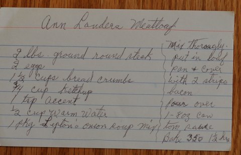 Recipe card for Ann Landers Meatloaf