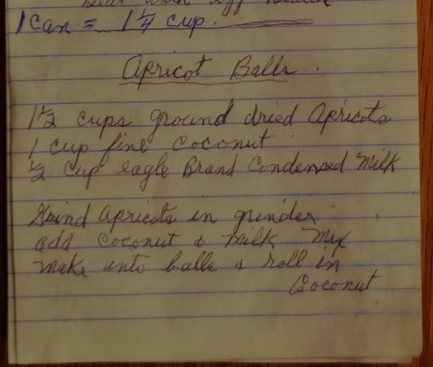 Recipe card for Apricot Balls