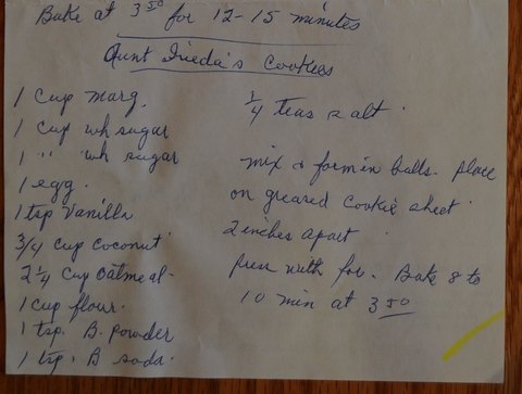 Recipe card for Aunt Dieda's Cookies