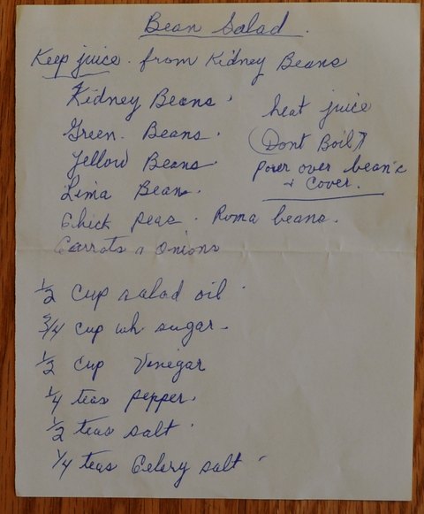 Recipe card for Bean Salad