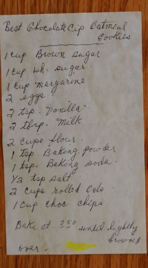 Recipe card for Best Chocolate Chip Oatmeal Cookies