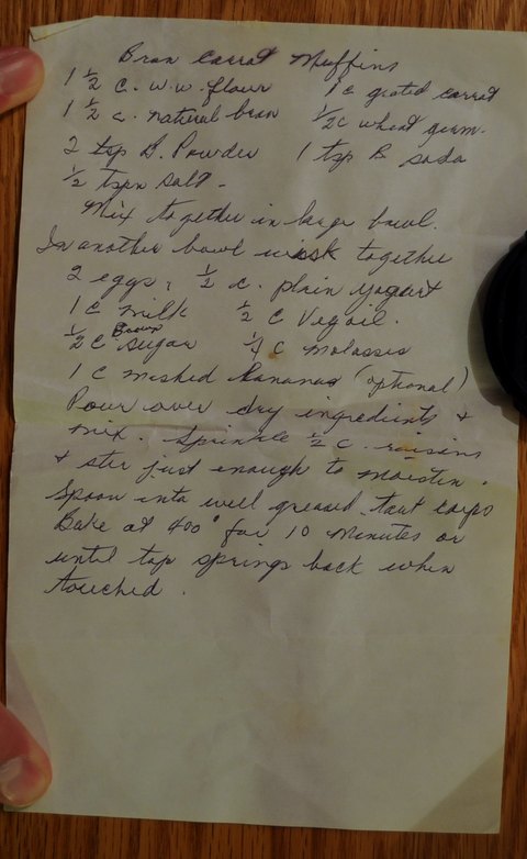 Recipe card for Bran Cereal Muffins