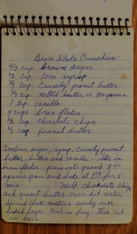 Recipe card for Bran Flake Crunchies