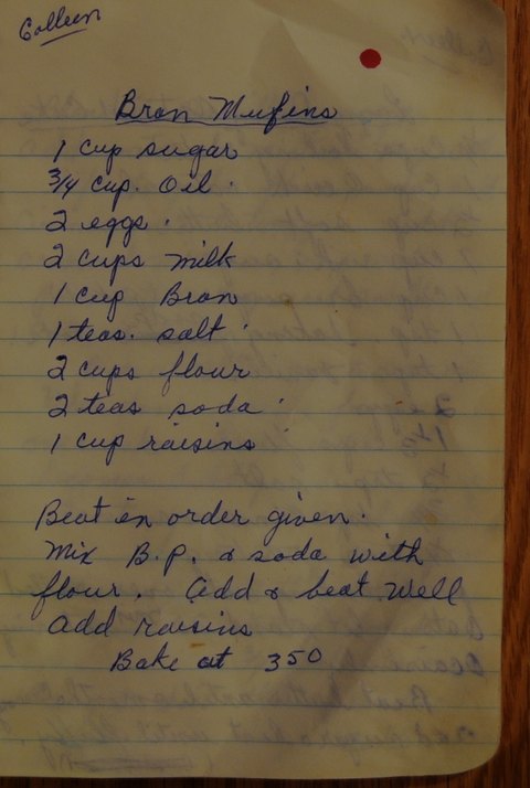 Recipe card for Bran Muffins