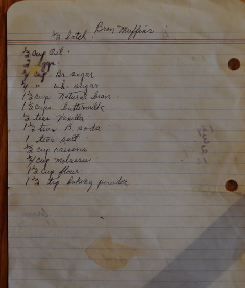 Recipe card for Bran Muffins (Half Batch)