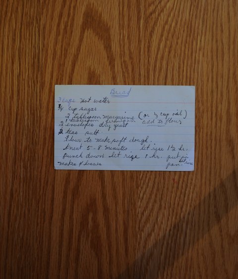 Recipe card for Bread