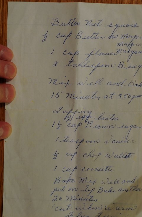 Recipe card for Butter Nut Square
