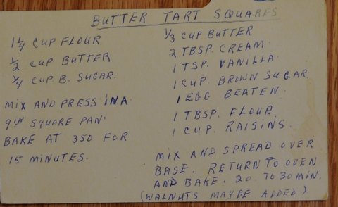 Recipe card for Butter Tart Squares