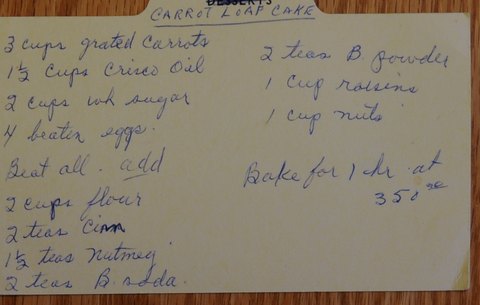 Recipe card for Carrot Loaf Cake