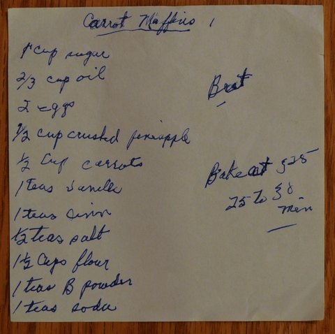 Recipe card for Carrot Muffins