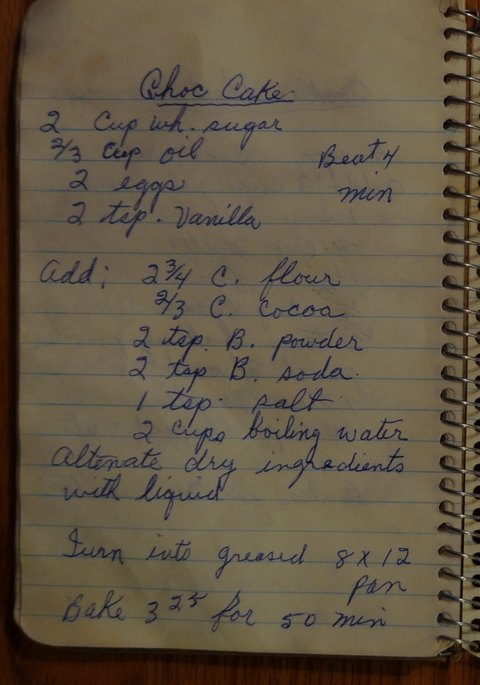 Recipe card for Chocolate Cake