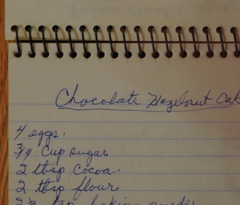Recipe card for Chocolate Hazelnut Cake