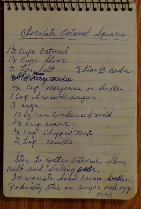 Recipe card for Chocolate Oatmeal Squares