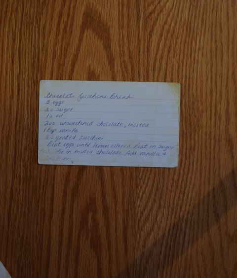 Recipe card for Chocolate Zucchini Bread