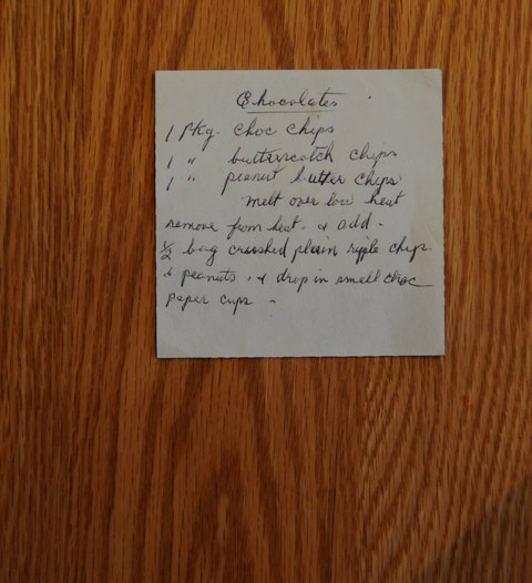 Recipe card for Chocolates