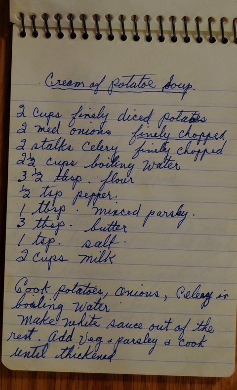 Recipe card for Cream of Potato Soup
