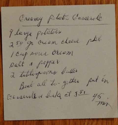 Recipe card for Creamy Potato Casserole
