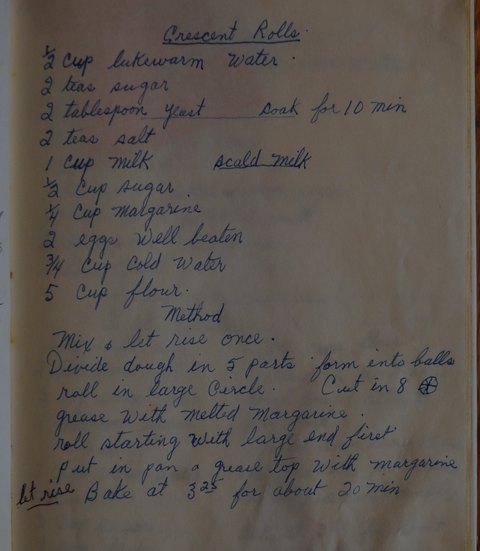 Recipe card for Crescent Rolls