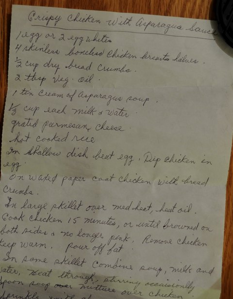 Recipe card for Crispy Chicken with Asparagus Sauce