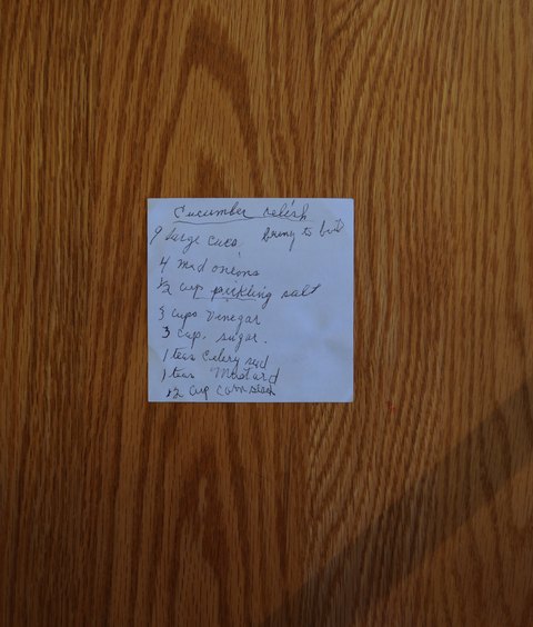 Recipe card for Cucumber Relish