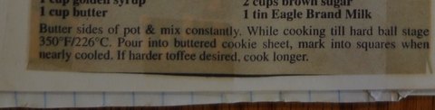 Recipe card for Eagle Brand Toffee