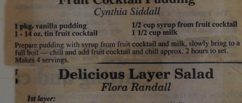 Recipe card for Fruit Cocktail Pudding
