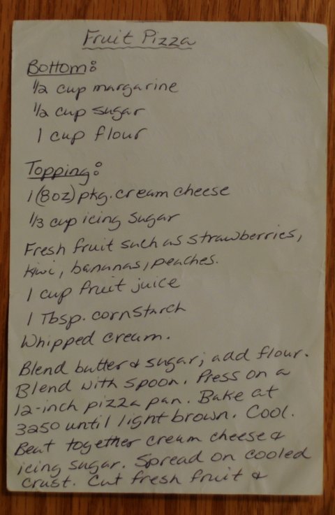Recipe card for Fruit Pizza