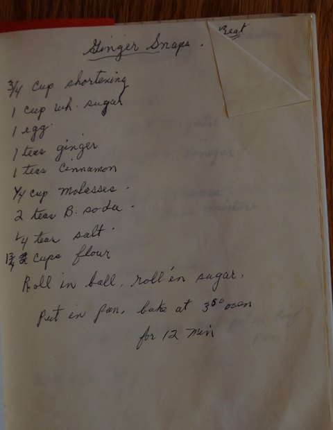 Recipe card for Ginger Snaps