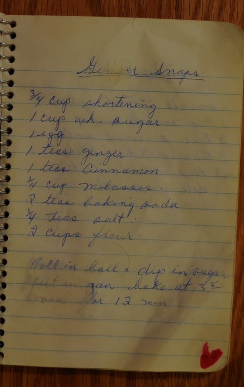 Recipe card for Ginger Snaps