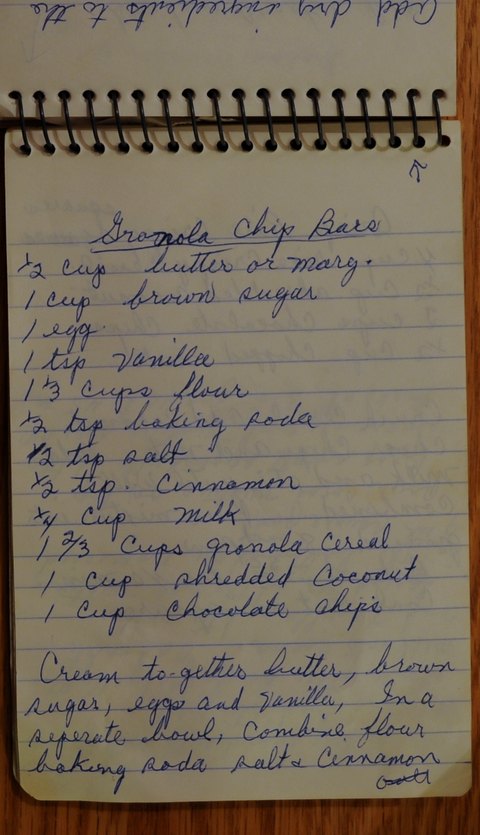 Recipe card for Granola Chip Bars