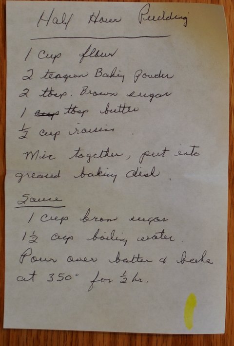 Recipe card for Half Hour Pudding