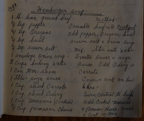 Recipe card for Hamburger Soup