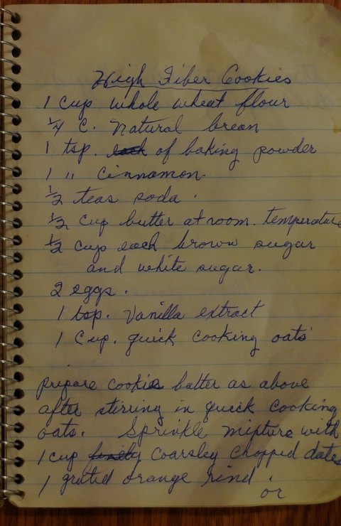 Recipe card for High Fiber Cookies