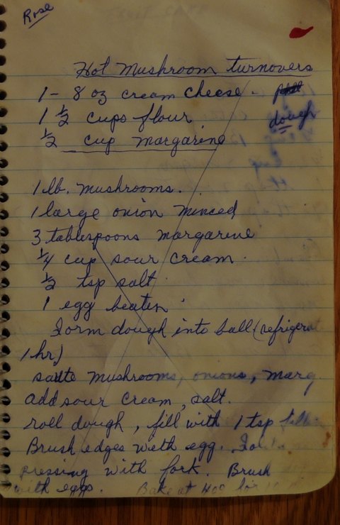 Recipe card for Hot Mushroom Turnovers