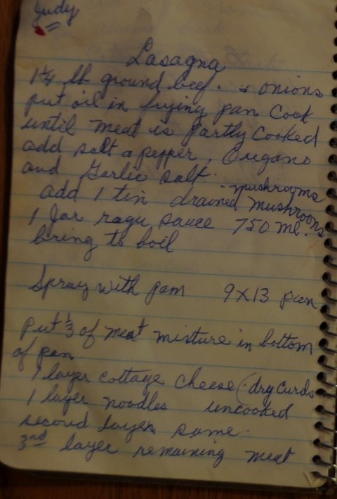 Recipe card for Lasagna
