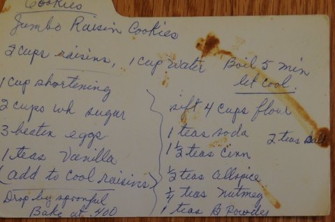 Recipe card for Jumbo Raisin Cookies