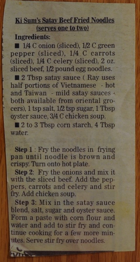 Recipe card for Ki Sum's Satay Beef Fried Noodles