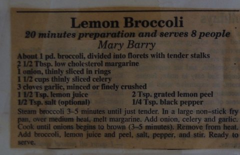 Recipe card for Lemon Broccoli