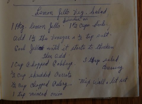 Recipe card for Lemon Jello Vegetable Salad