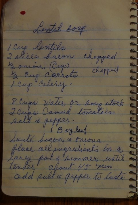Recipe card for Lentil Soup
