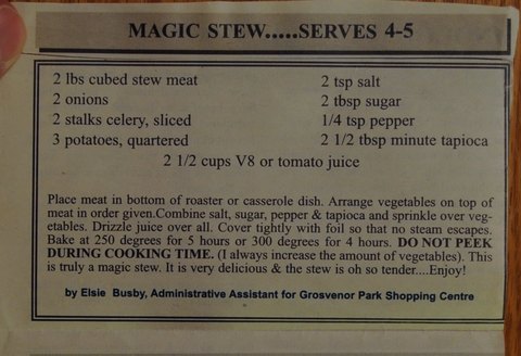 Recipe card for Magic Stew