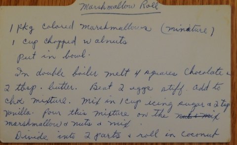 Recipe card for Marshmallow Roll