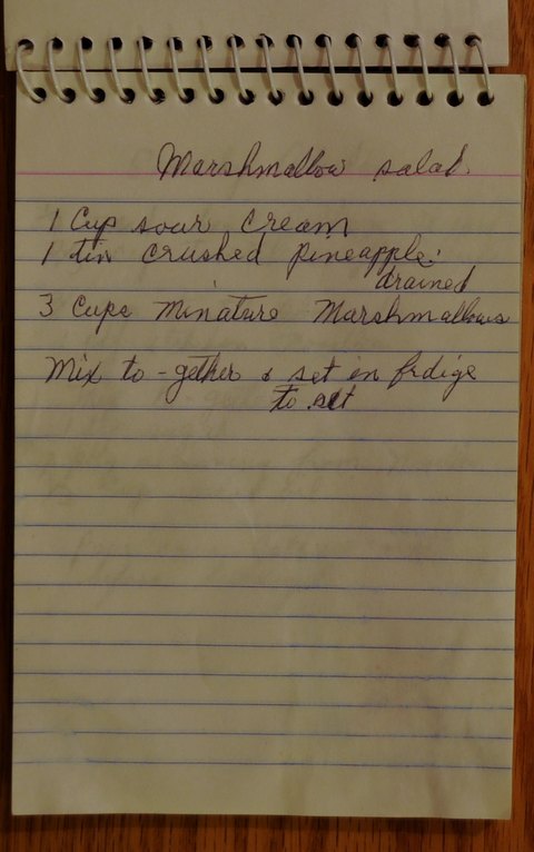 Recipe card for Marshmallow Salad
