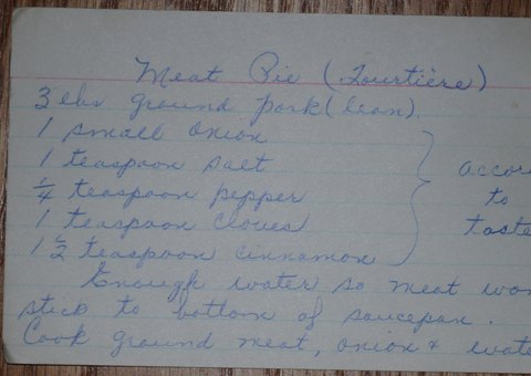 Recipe card for Meat Pie (Tourtière)