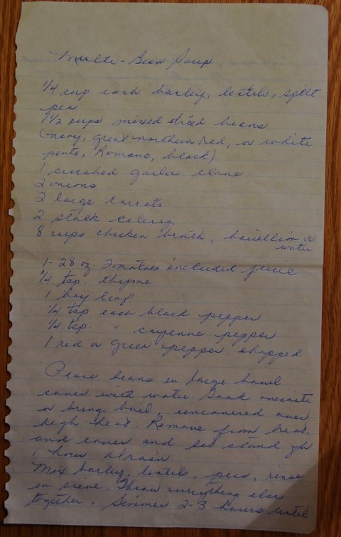 Recipe card for Mexican Bean Soup