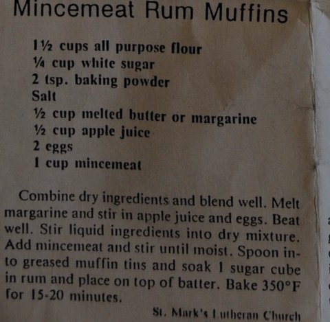 Recipe card for Mincemeat Rum Muffins