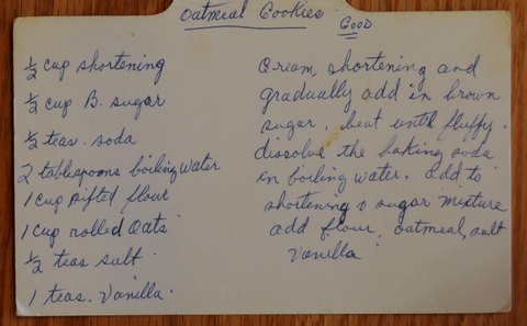 Recipe card for Oatmeal Cookies