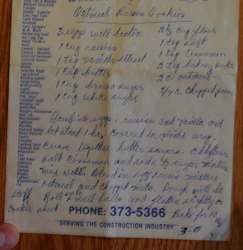 Recipe card for Oatmeal Raisin Cookies