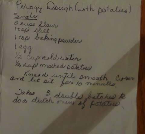 Recipe card for Perogy Dough
